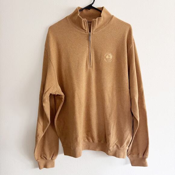 Carnoustie Men's L Pebble Beach Golf Links Tan Quarter Zip Pullover Soft - Picture 1 of 12